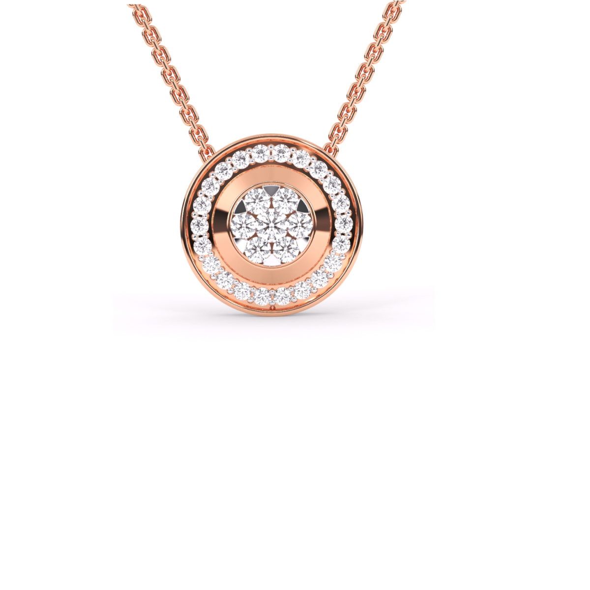 Round Shape Lab Grown Diamond Flower Cluster Pendant